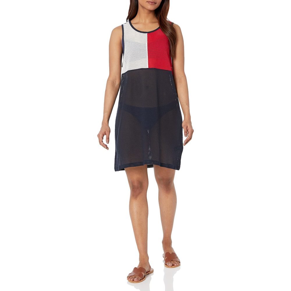 Tommy Hilfiger Colorblocked Dress Cover-up Colorblock Mesh Multicolor S/M